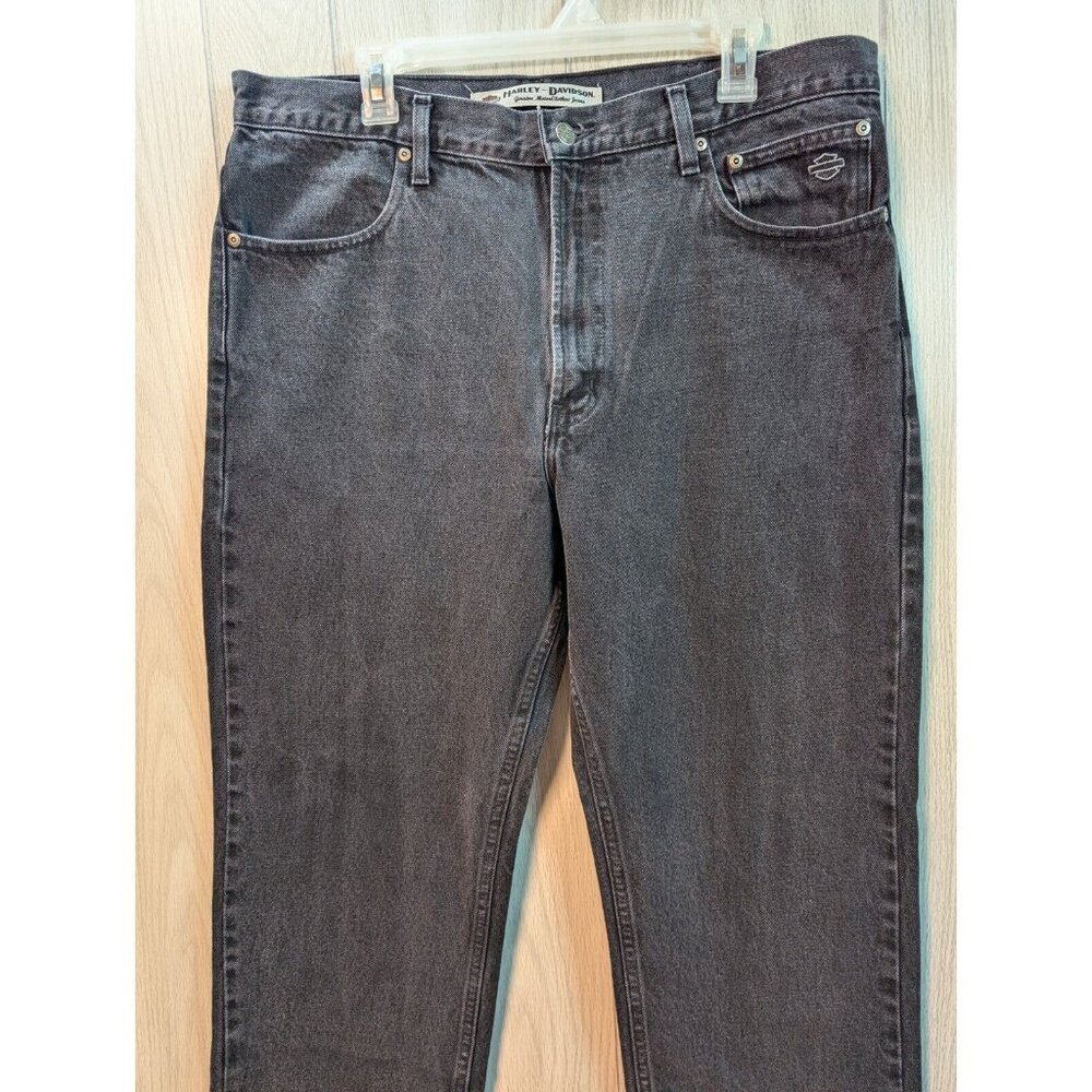 Harley Davidson Black Denim Jeans Mens Sz 38X32 Relaxed Fit 100% Cotton - Picture 2 of 10